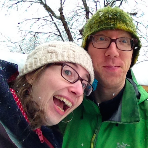 Selfie of Ariane and Bruno, making goofy faces