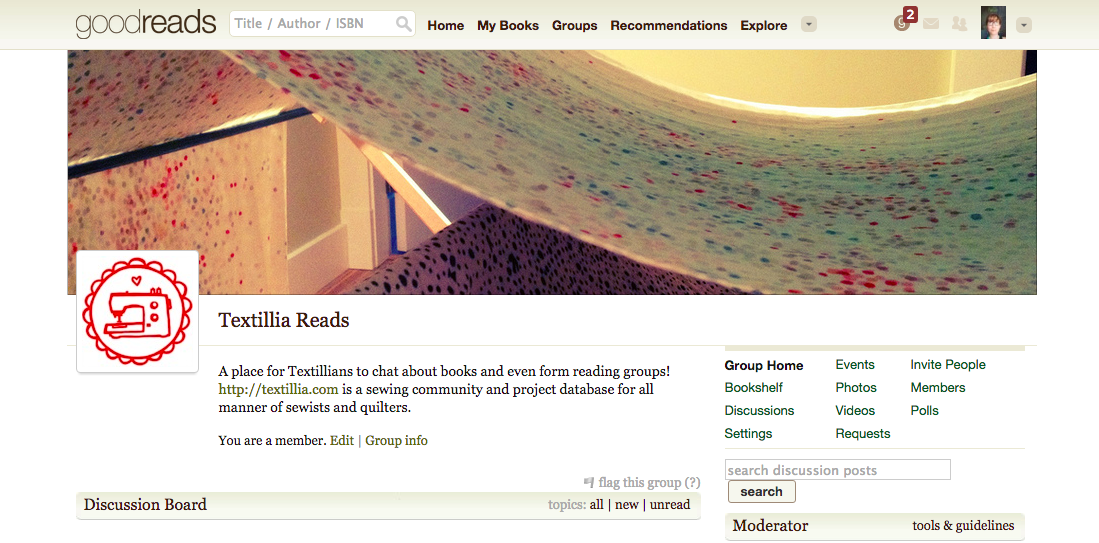 Textillia Goodreads group