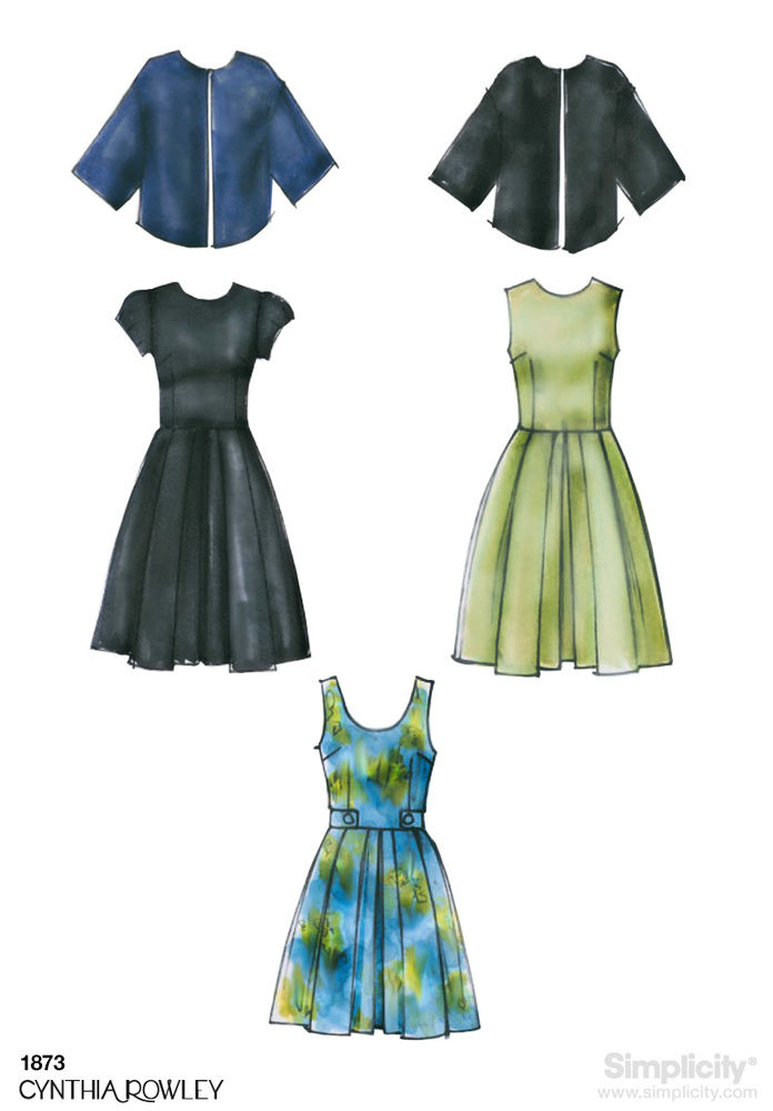 1873 | Misses' & Miss Petite Dresses and Jacket | Textillia