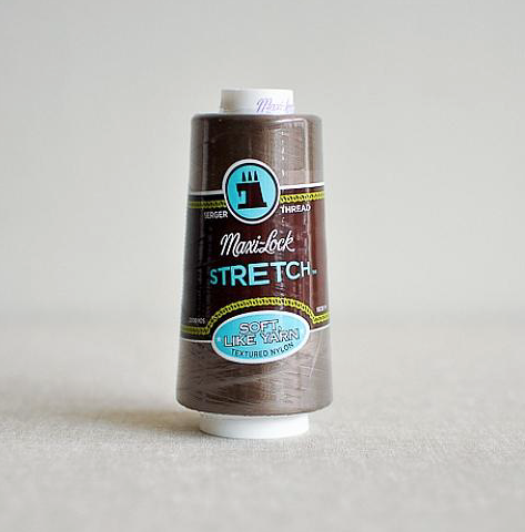 maxi-lock Stretch Serger thread in beige taupe. Cone of 2000 yards.