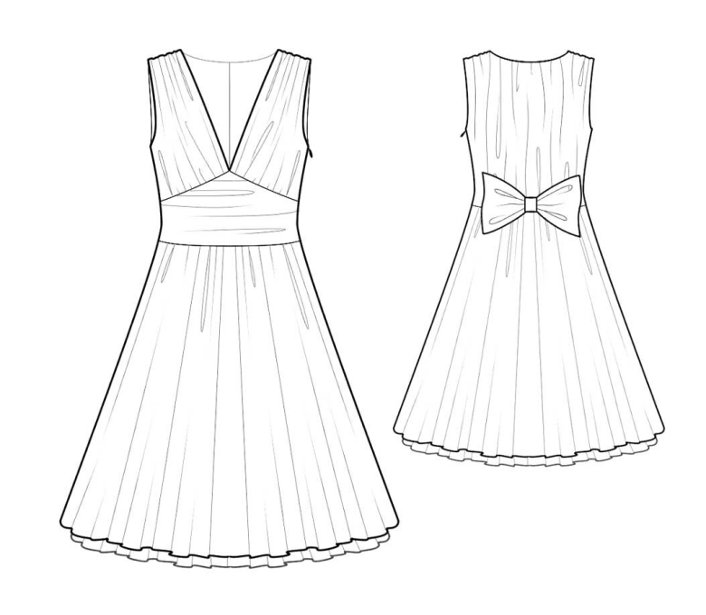 V Neck Sleeveless Dress With Full Skirt | Textillia