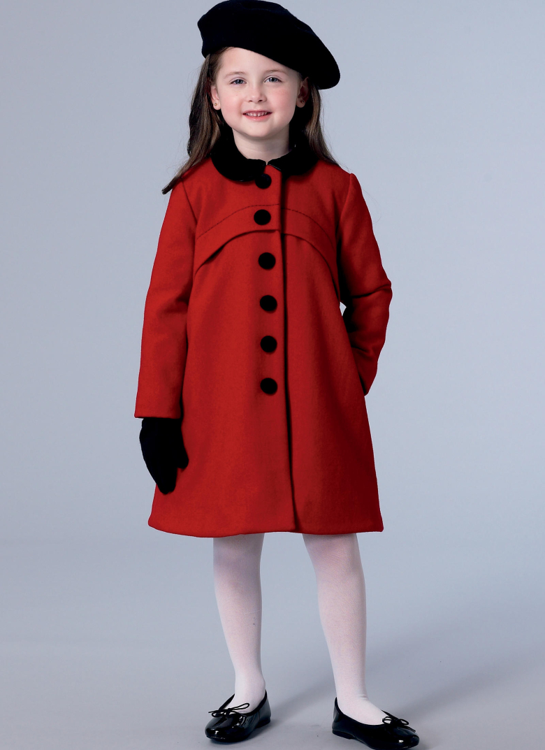 V9219 | Children's/Girls' Snap-Closure Coats with Yokes, and Muff ...