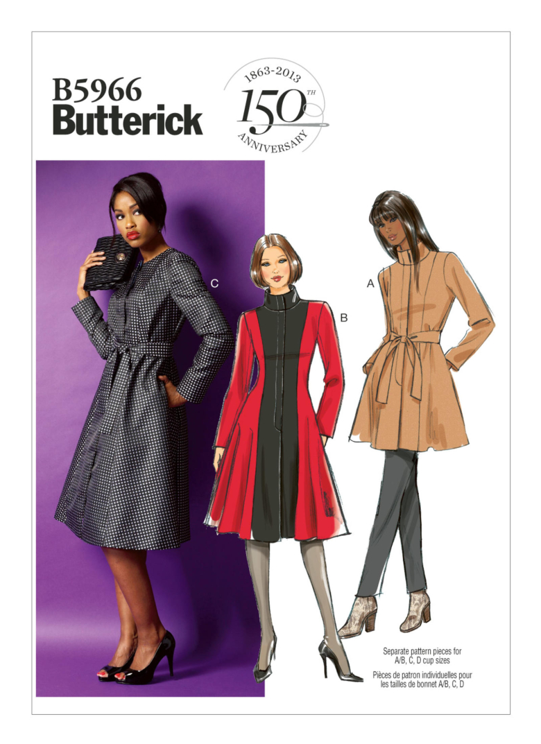 B5966 | Misses'/Women's Fit and Flare Jacket, Coat and Belt | Textillia