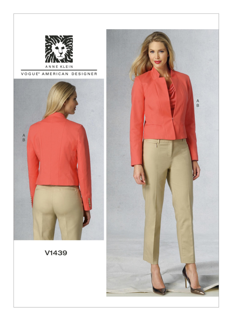 V1439 | Misses' Inverted Notch-Collar Jacket and Pants | Textillia