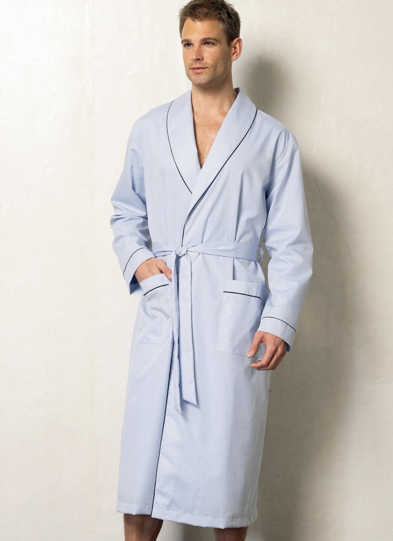 V8964 | Men's Shawl Collar Robe, Button-Down Top, Shorts and Pants ...