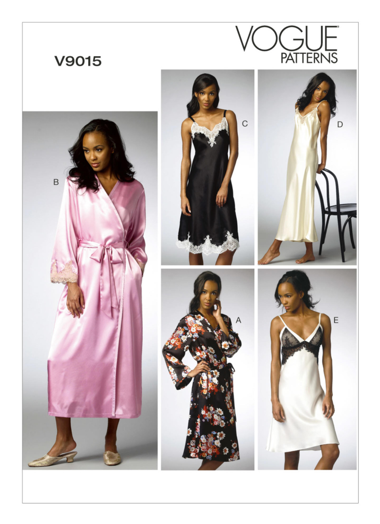 V9015 | Misses' Robe and Lace-Trimmed Chemises | Textillia