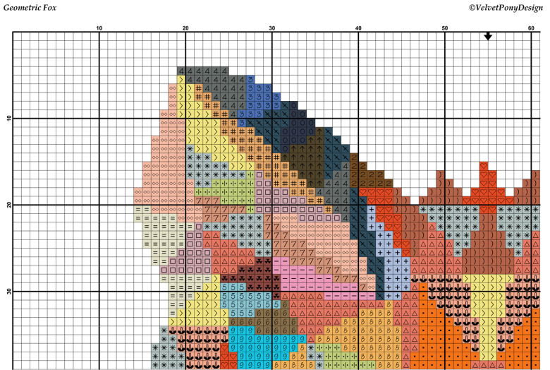 Geometric Fox Cross Stitch Pattern | Textillia
