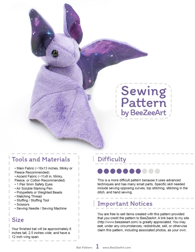 Stuffed Animal Bat Textillia