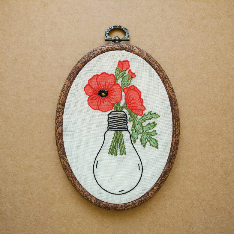 Poppies in a Light Bulb