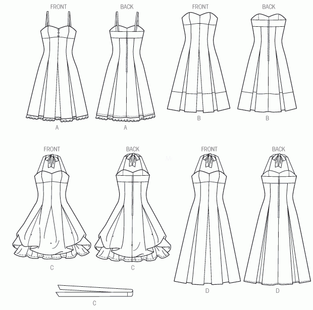 M6956 | Misses' Sweetheart-Neckline Dresses and Belt | Textillia
