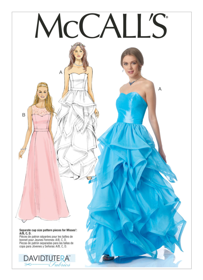 M7124 | Misses' Floor-Length Sweetheart-Neckline Dresses | Textillia