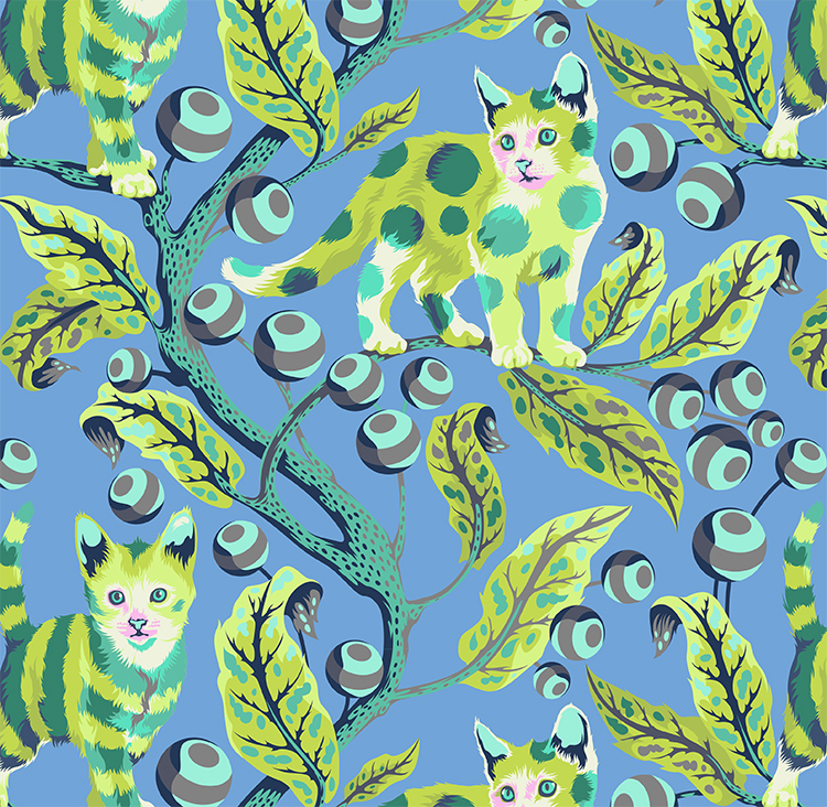 tabby road disco kitty fabric