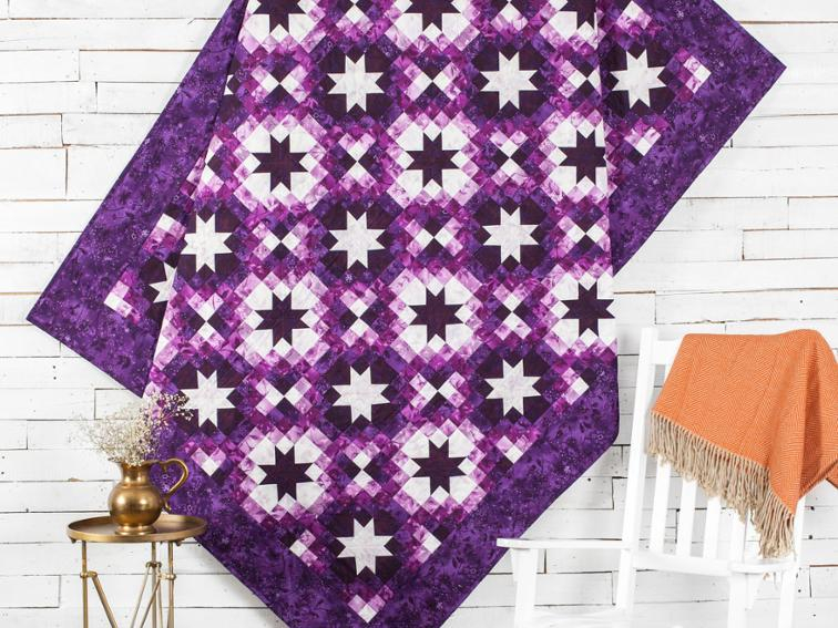 Download Twinkling Stars Purple Quilt Kit | Textillia
