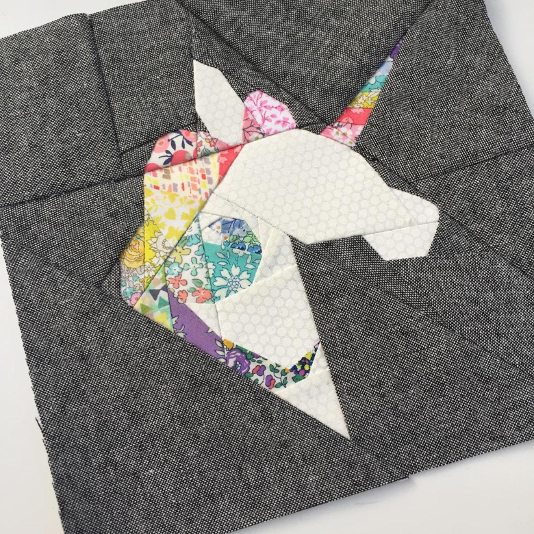 Magical Unicorn Paper Pieced Quilt Block Textillia
