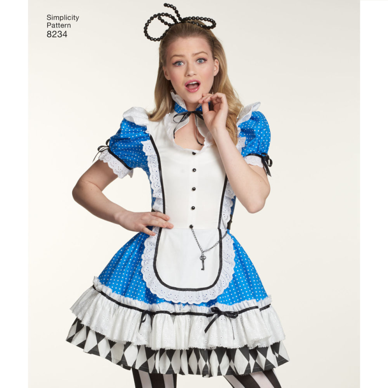 COSPLAY COSTUME SIMPLICITY SEWING PATTERN 8234 MISSES 6-14 ALICE IN WONDERLAND 