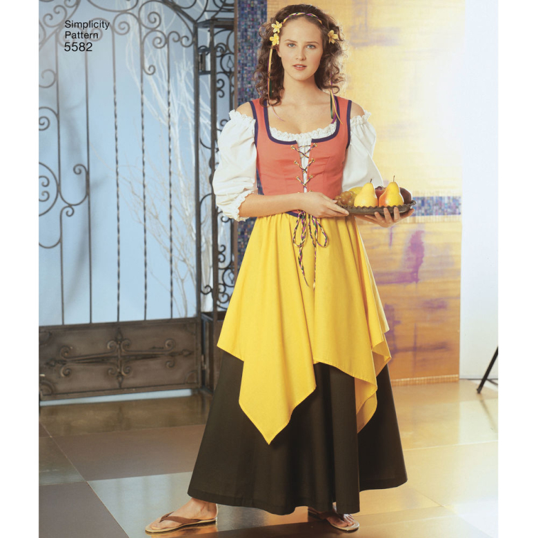 Misses' Dress Sewing Pattern for RenaissanceMedieval Simplicity 5582 size 12,14,16,18,20 UNCUT