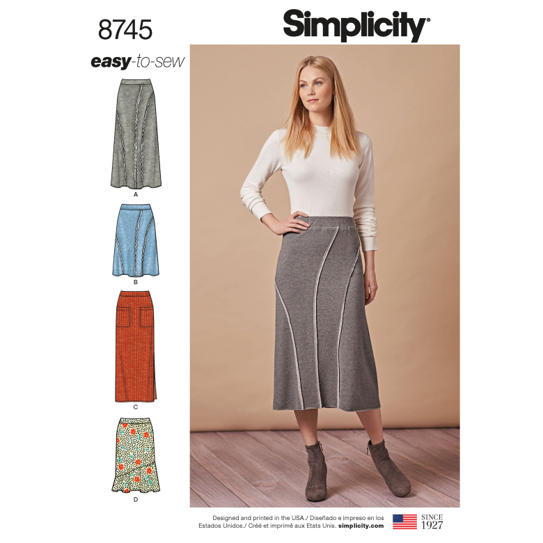 8745 | Misses' Easy-to-Sew Knit Skirts | Textillia
