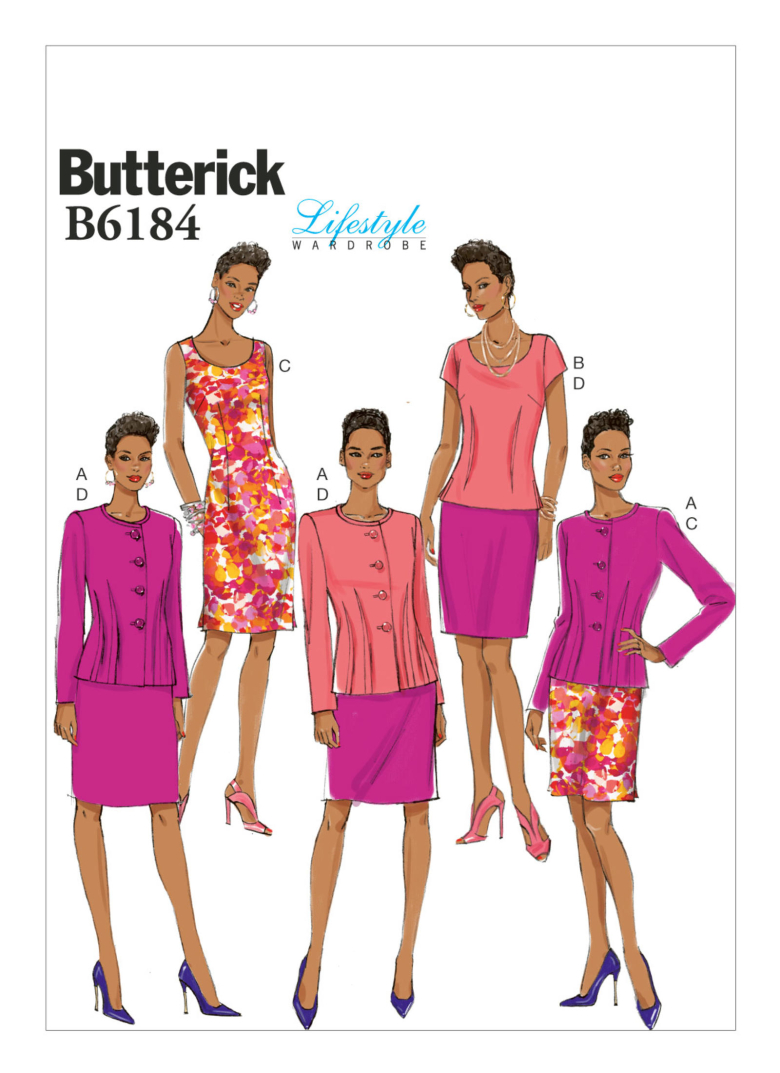 B6184 | Misses' Inverted-Dart Jacket, Top, Dress and Skirt