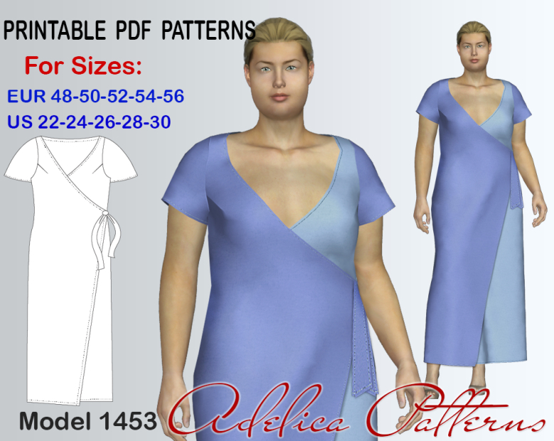 Plus size Wrap Around Dress Sewing pattern for sizes 2230 Textillia