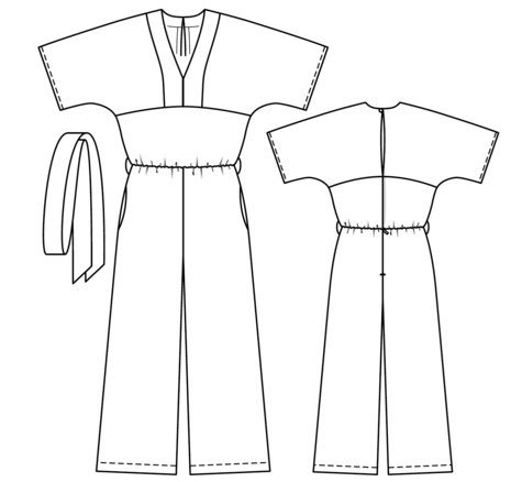 front and back illustration of jumpsuit