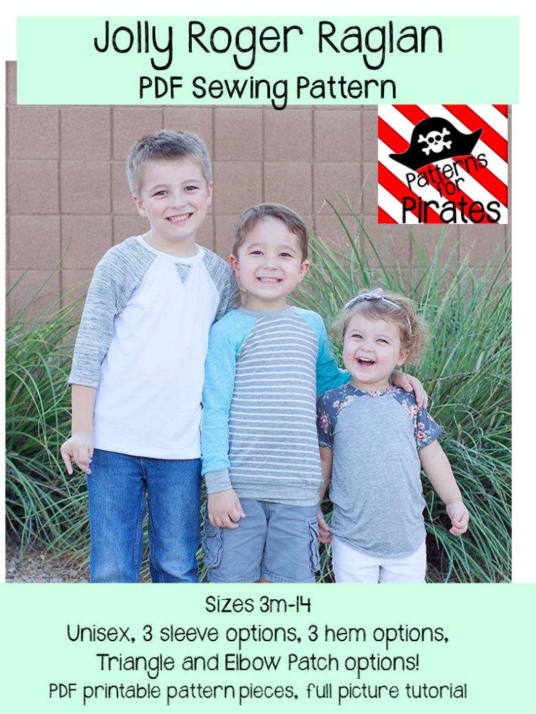 Three boys of different ages wearing raglan shirts