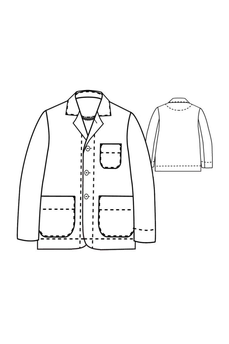 Line drawing of front and back view