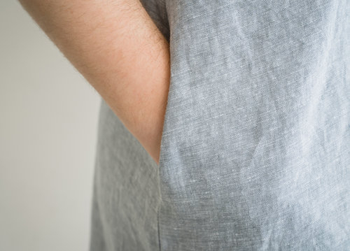 Close-up view on side in-seam pocket