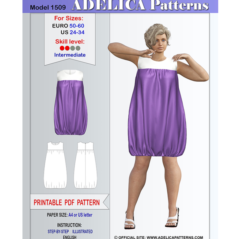 Plus size Summer Dress Sewing Pattern for sizes 24-34 | Textillia