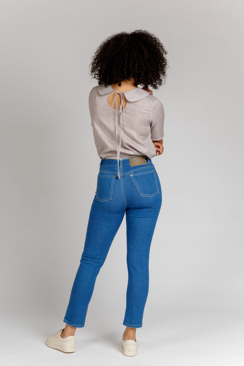 ash colour jeans matching shirt