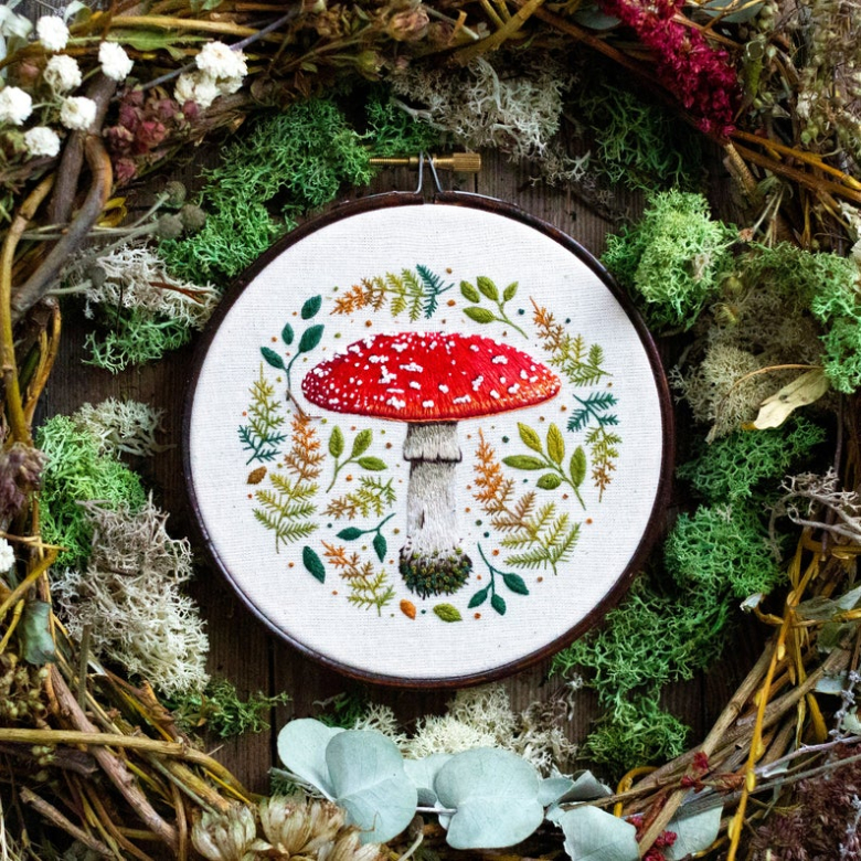 Mushroom Mosaic Free Embroidery Pattern