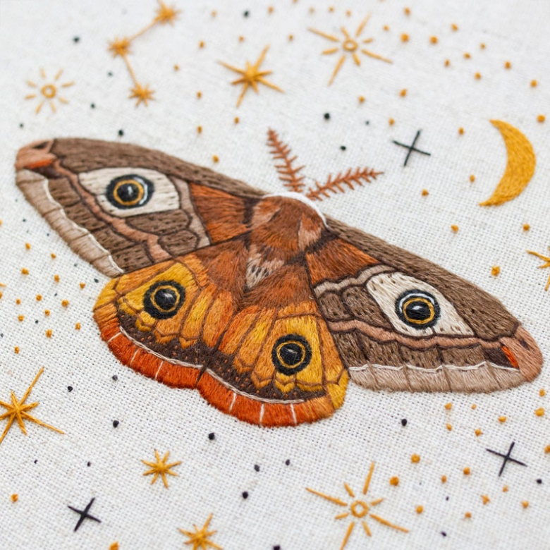 Magical Moth Friend Hand Embroidery Pattern Textillia
