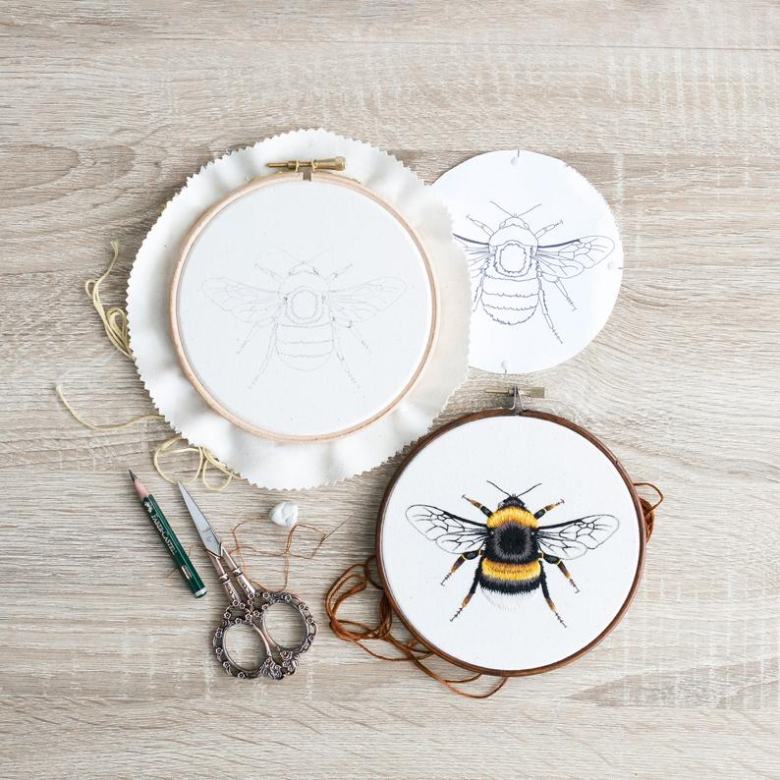 Folk Bee Embroidery Pattern - PDF tutorial — Leafling Bags