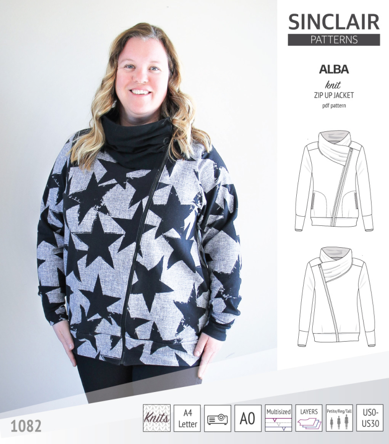 Alba Zip Up Knit Asymmetrical Jacket | Textillia
