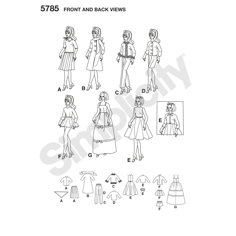 Simplicity 7073 Sewing for Dummies Doll Clothes Pattern 11 1/2