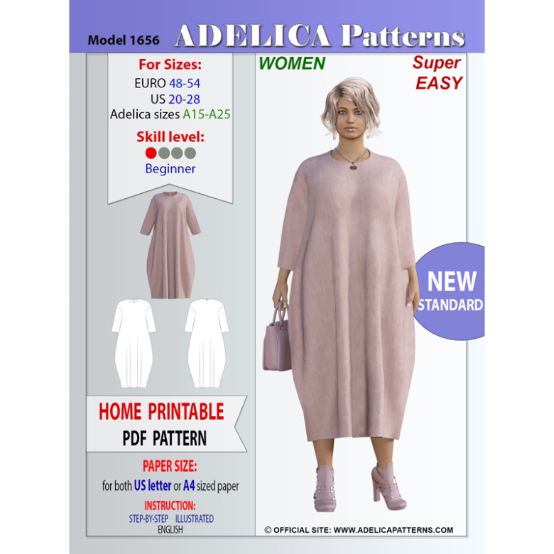 Plus size skirt sewing pattern 1227 by Adelica Patterns