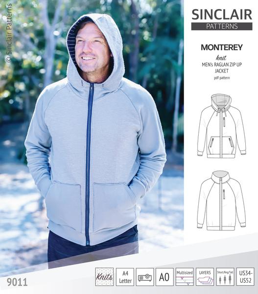 Mens letter zipper front knitted hooded sweater with kangaroo pocket clearance