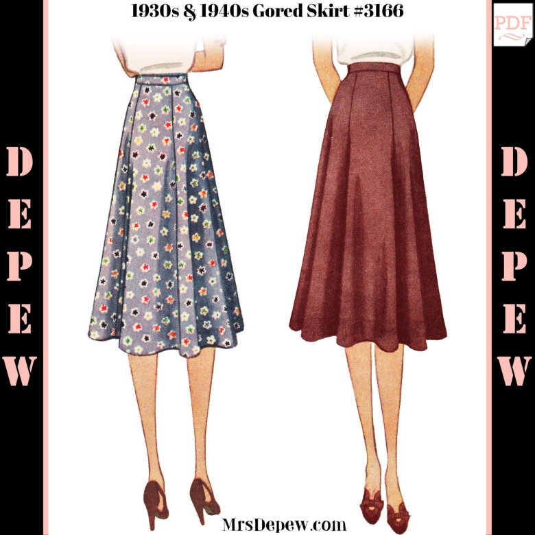 Ladies' 1930s 1940s Easy to Sew Skirt #3166 | Textillia