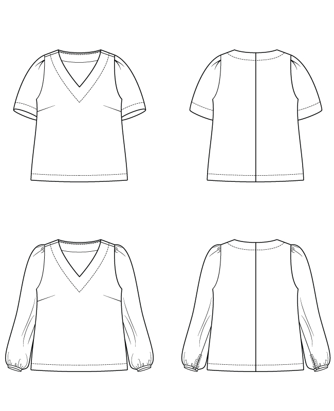 Line drawing of both pattern versions