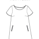 Technical line drawings - front and back views of blouse and dress
