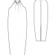 Line drawings of the dress, showing the front and back views of the dress.
