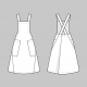 digital line drawing of the front and back of the apron dress