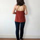 Full length back view of camisole, russet crepe