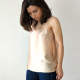 Front side view of camisole, blush silk