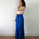 Side view trousers, blue linen