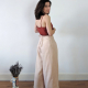 Back side view culottes, natural linen