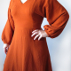Belemnite dress - view A, front closeup, on model in rusty red-orange