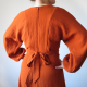 Belemnite dress - view A, back closeup, on model in rusty red-orange