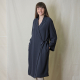 model shot of the coat made in blue fabric