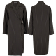image of the coat made in brown pinstripe fabric, front and back