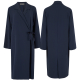 image of the coat made in  blue fabric, front and back